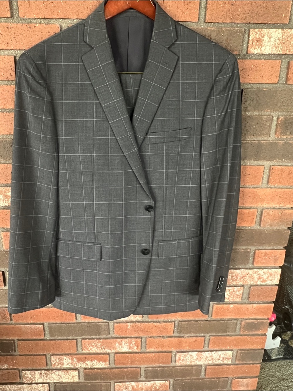 Macy's Charcoal Gray Windowpane Suit